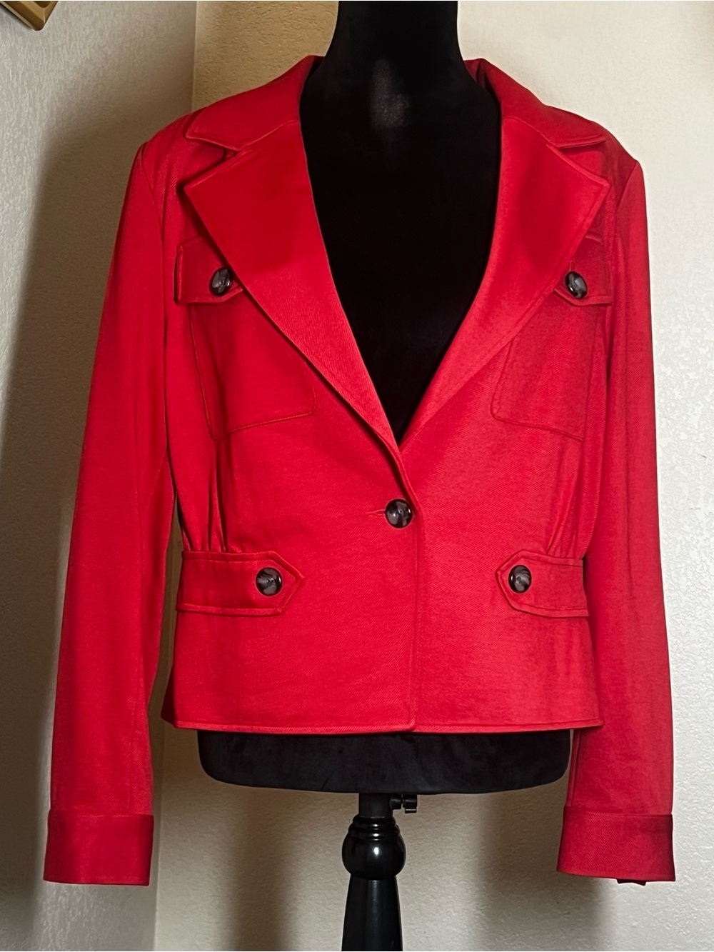 CAbi Red Women's Tailored Button-Front Jacket, sz 12